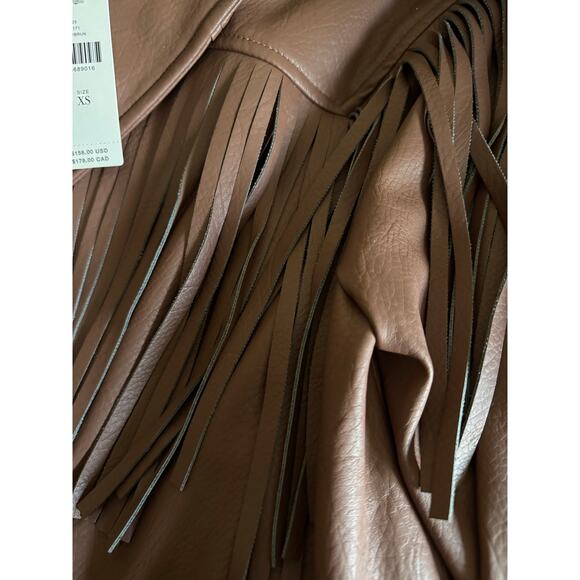 Avec Les Filles for Anthropologie Fringe Faux Leather Shacket XS - Picture 7 of 14